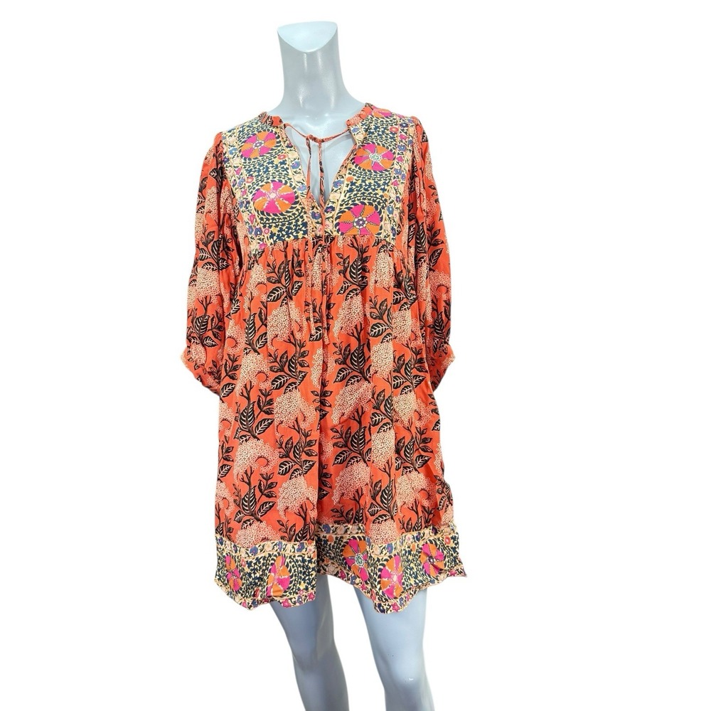 Women's Ba&sh‎ Sz 0 Gaia Tunic Dress Orange Floral Print SOLD OUT IN STORE